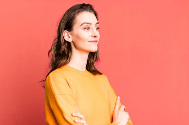 young pretty woman with a copy space