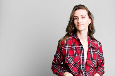 young pretty woman with a copy space