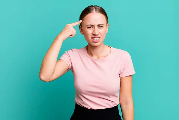 Sich Verwirrt Und Verwirrt Fühlen Zeigen Dass Man Verrückt Verrückt — Stockfoto