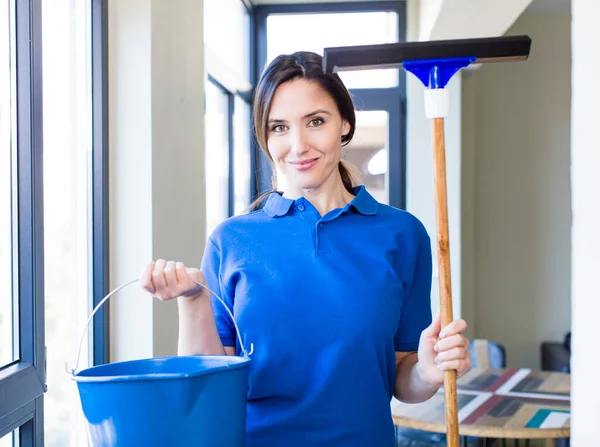 Young Adult Windows Washer Concept Cleaning House Interior — Stockfoto