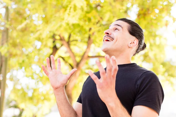 Young Cool Man Feeling Happy Amazed Lucky Surprised Celebrating Victory — Stock Photo, Image