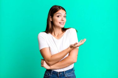 pretty young adult woman feeling confused and clueless, wondering about a doubtful explanation or thought