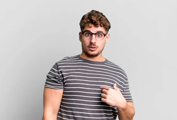 Young Adult Caucasian Man Feeling Confused Puzzled Insecure Pointing Self — Photo