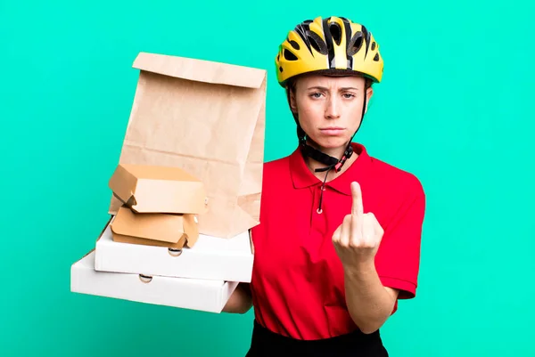 feeling angry, annoyed, rebellious and aggressive. fast food delivery or take away