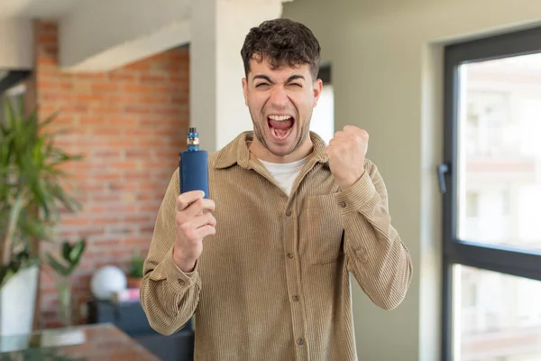Young Handsome Man Looking Angry Annoyed Frustrated Vaper Smoking Concept — Stock Photo, Image