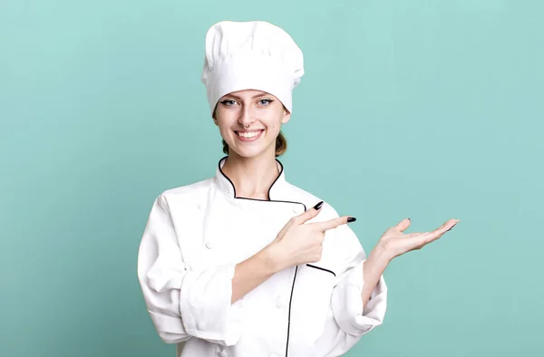 Caucasian Pretty Blonde Woman Restaurant Chef Concept — Stockfoto