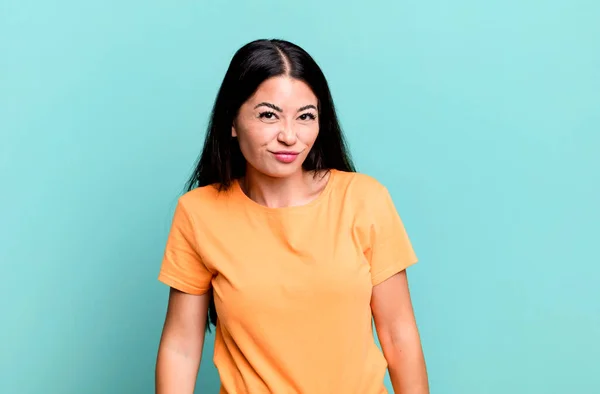 Pretty Latin Woman Looking Goofy Funny Silly Cross Eyed Expression — Stock Photo, Image