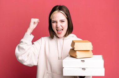 young pretty woman with food