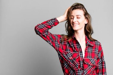 young pretty woman with a copy space