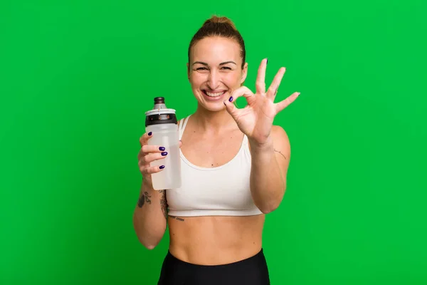 Jonge Mooie Vrouw Met Waterfles Fitness Concept — Stockfoto