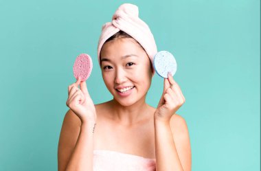 Genç, güzel, Asyalı bir kadın. güzellik ve uydurma konsepti