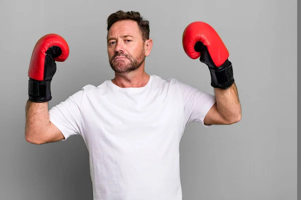 Middle Age Man Boxer Boxing Gloves — Stock Photo, Image