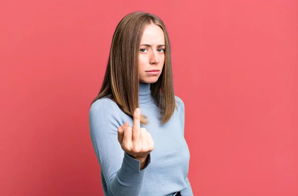 Feeling Angry Annoyed Rebellious Aggressive Flipping Middle Finger Fighting Back — Stock Photo, Image