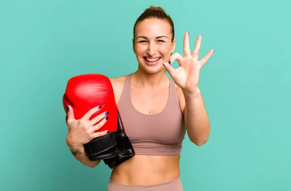 Young Pretty Woman Boxing Fitness Concept — Stock Photo, Image