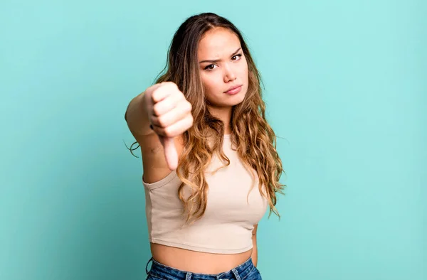 Young Pretty Woman Feeling Cross Angry Annoyed Disappointed Displeased Showing — Stock Photo, Image