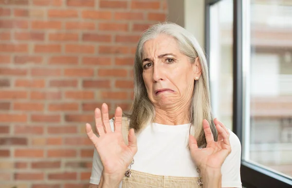 Senior Pretty Woman Feeling Disgusted Irritated Sticking Tongue Out Disliking — Stock Photo, Image