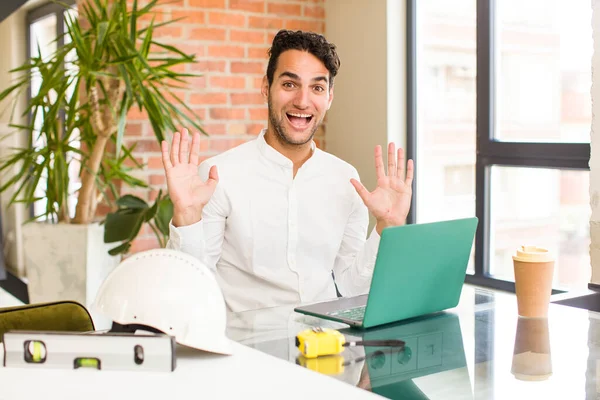 Young Hispanic Man Looking Happy Excited Shocked Unexpected Surprise Both — Stock Photo, Image