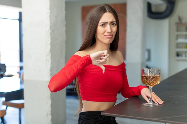 Feeling Cross Showing Thumbs Cocktail Concept — Stock Photo, Image