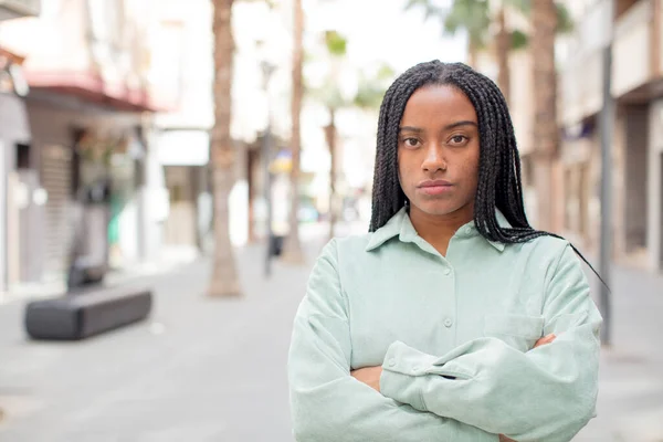 Afro Pretty Black Woman Feeling Displeased Disappointed Looking Serious Annoyed — Stock Photo, Image