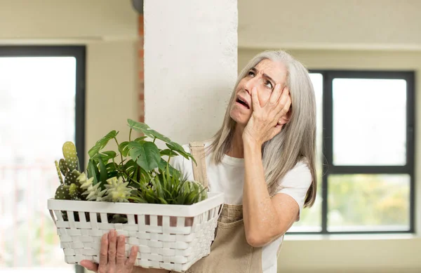 Pretty Senior Woman Feeling Bored Frustrated Sleepy Tiresome Gardener Concept — Stock Photo, Image