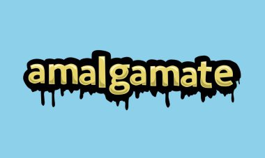 Mavi arkaplandaki AMALGAMATE yazma vektör tasarımı çok basit ve çok havalı