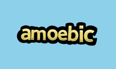 Mavi arkaplanda AMOEBIC yazma vektör tasarımı çok basit ve çok havalı