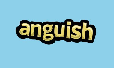 Mavi arkaplanda ANGUISH yazma vektörü tasarımı çok basit ve çok havalı