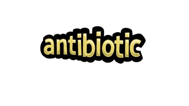 Tela Branca Animação Vídeo Escrito Antibiótico — Vídeo de Stock