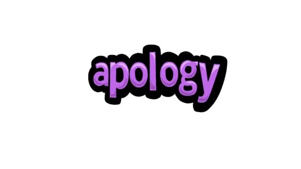 Vídeo Animación Pantalla Blanca Escrito Apología — Vídeos de Stock