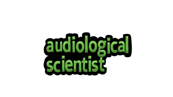 Βίντεο Κινουμένων Σχεδίων Λευκή Οθόνη Γραμμένη Ακουολογική Επιστήμονας — Αρχείο Βίντεο