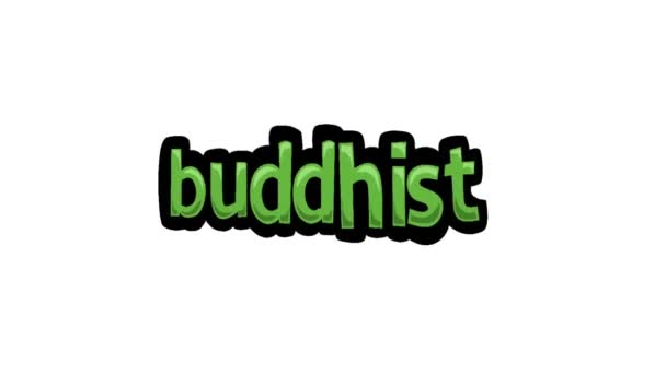 Анимационное Видео Белым Экраном Написанное Buddhist — стоковое видео