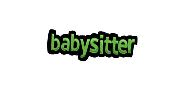 Tela Branca Animação Vídeo Escrito Babysitter — Vídeo de Stock