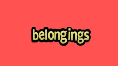 Kırmızı ekran animasyon videosu BELONGINGS yazıldı
