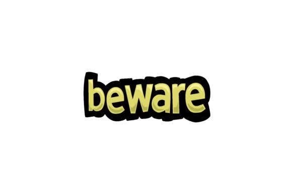 Animace Bílé Obrazovky Napsáno Beware — Stock video