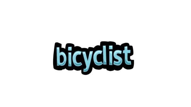 Vídeo Animación Pantalla Blanca Escrito Biciciclista — Vídeos de Stock