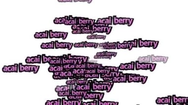 Beyaz arka planda ACAI BERRY sözleriyle saçılmış animasyon videosu