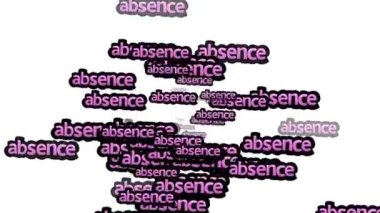animasyon videosu beyaz bir arkaplan üzerinde ABSENCE kelimeleri ile dağınık