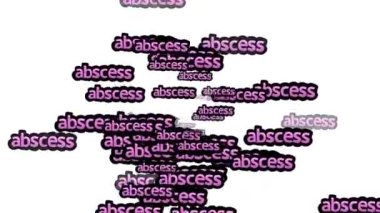 Animasyon videosu beyaz arka planda ABSCESS sözleriyle dağınık