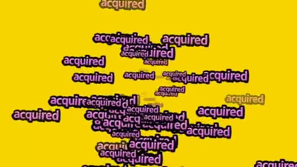 Animated Video Scattered Words Acquired Yellow Background — Stock Video