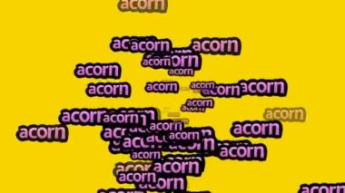 Sarı arka planda ACORN sözleriyle saçılmış animasyon videosu