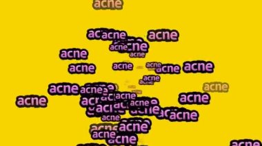 Sarı arka planda ACNE sözleriyle saçılmış animasyon videosu