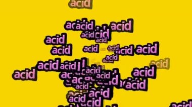 Sarı arka planda ACID sözleriyle dağılmış animasyon videosu