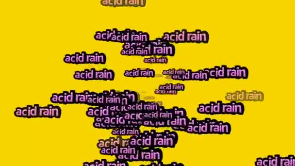 Анимированное Видео Разбросанное Словами Acid Rain Желтом Фоне — стоковое видео