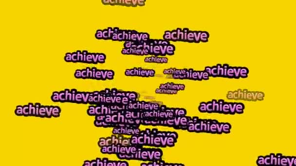 黄色い背景に Achieve という言葉が散りばめられたアニメーションビデオ — ストック動画