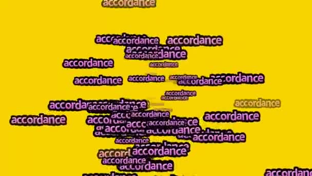 Animated Video Scattered Words Accordance Yellow Background — Stock Video