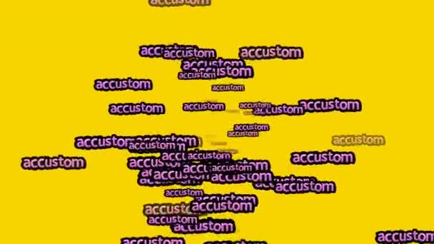 Animated Video Scattered Words Accustom Yellow Background — Stock Video
