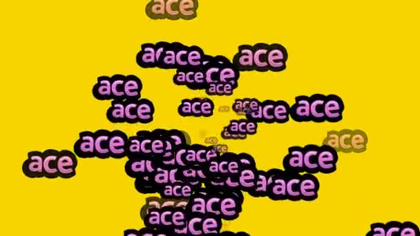 Animated Video Scattered Words Ace Yellow Background — Stock Video