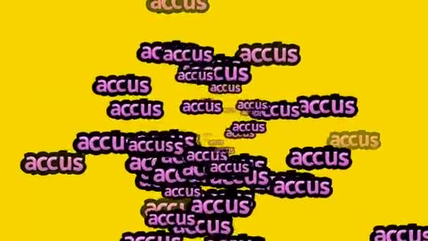 Animated Video Scattered Words Accus Yellow Background — Stock Video