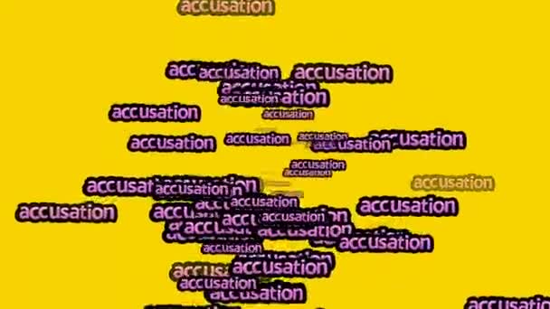 Animované Video Rozptýlené Slovy Accusation Žlutém Pozadí — Stock video