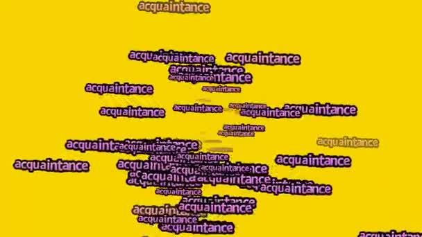 Animated Video Scattered Words Aquaintance Yellow Background — Stock Video
